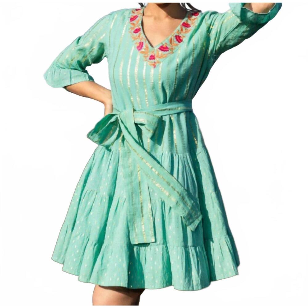 NEW BRISARA sitara mini dress in green